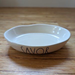 Rae Dunn "Savor" shallow bowl plate snack